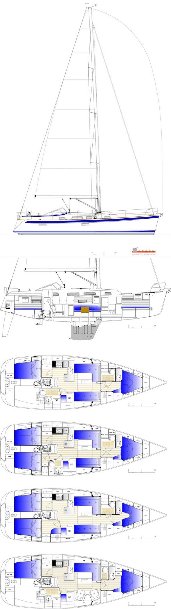 HALLBERG-RASSY 412 drawing