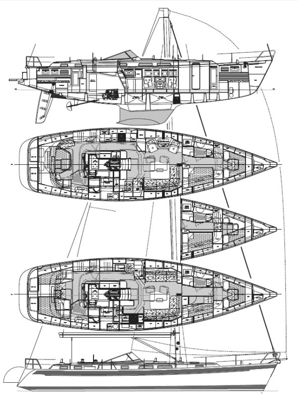 HALLBERG-RASSY 54 drawing